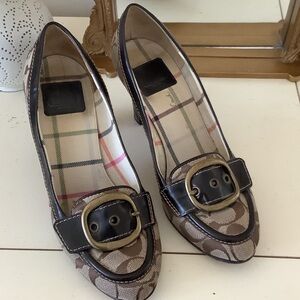Coach Brown and Black Heels with Signature PatternVintage 8 1/2